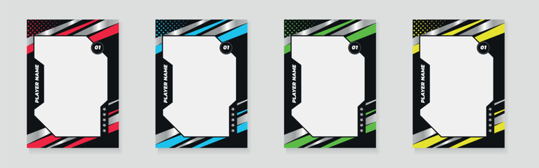 photo frame or border collection for hockey, basketball and football player, trading card template design for sports, picture frame for player performance, sports flyer design, template eps 10.	