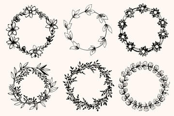 Hand drawn floral frame collection