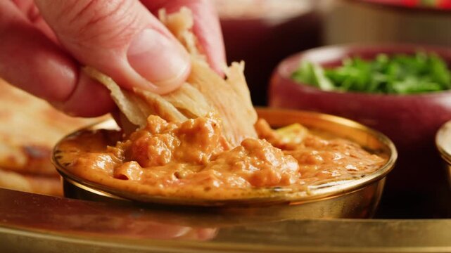 Assorted indian Sri Lankan food set on wooden background. Dishes and appetisers of indeed cuisine, rice, lentils, paneer, samosa, spices, masala. Bowls and plates with indian food top view chicken