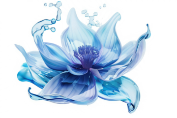 Abstract shape of water splash, resembling a flower, isolated on white