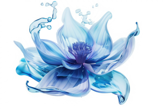 Abstract shape of water splash, resembling a flower, isolated on white