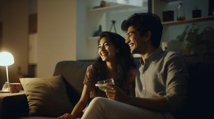 Fototapeta premium couple watching tv