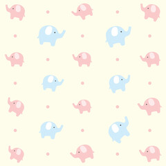 Vector Elephant Childish Colorful Seamless Pattern Background for Kids