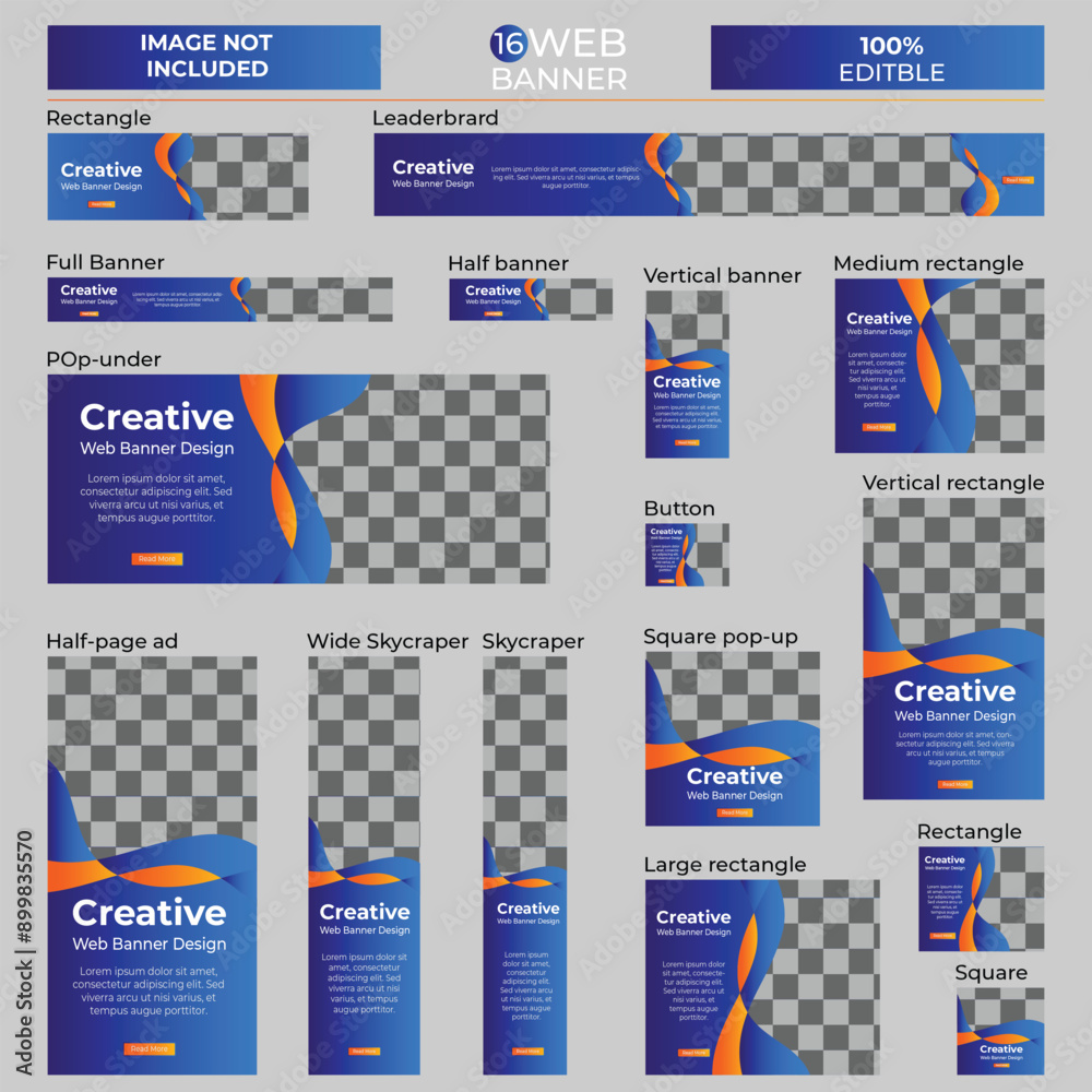 Wall mural modern banner design web template set, horizontal header web banner.