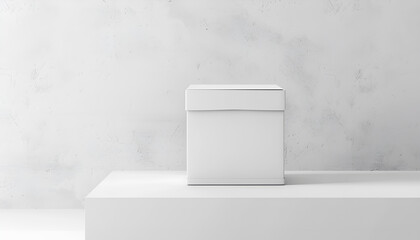 Ballot box with vote on light grey background. Election time