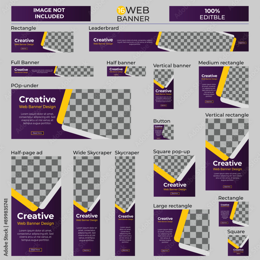 Wall mural set of business banner template design different format sizes.