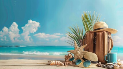 Summer vacation concept, travel background with copy space