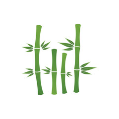 Obraz premium Bamboo stalks with green leaves vector icon