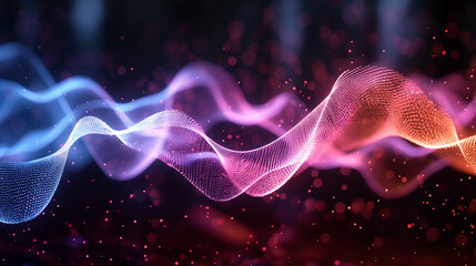 Fototapeta premium Abstract waves of neural flow with colorful light spectrum and dynamic particles creating visual fluid