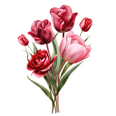 red pink flowers isolated cut out background