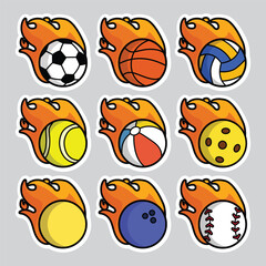 Fire Ball Sticker Vector Illustration