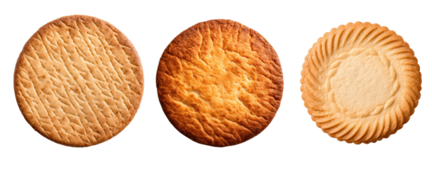 set of different round biscuit isolate transparent background