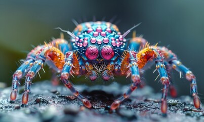 Fototapeta premium macro photography of a colorful mite made out jewels