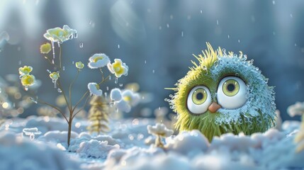 Animated character image of image of cute character rendered image of generate a cinematic photo realistic whimsical and enchanting description for an illustration of a beautiful