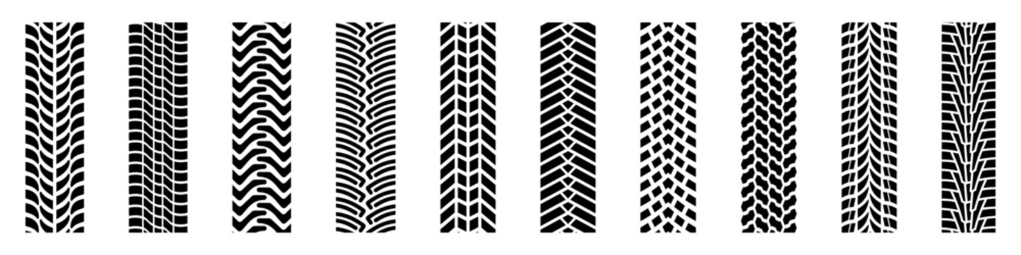 Tire track set. Tire trace collection.