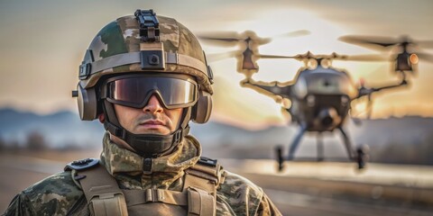 Soldier in Camouflage Uniform Looking at Drone, drone, military, aircraft, soldier