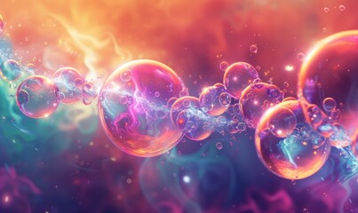 Dynamic 3d rendering illustration of sphere glass with rainbow colorful reflections composition.