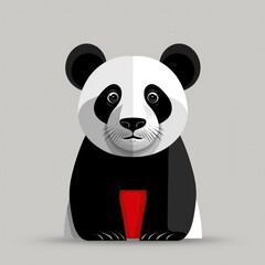 Fototapeta premium Cute Panda Bear with Red Bow