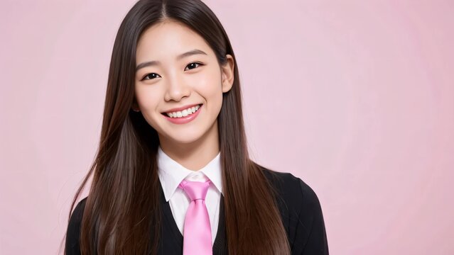 正面を向いて笑う美女