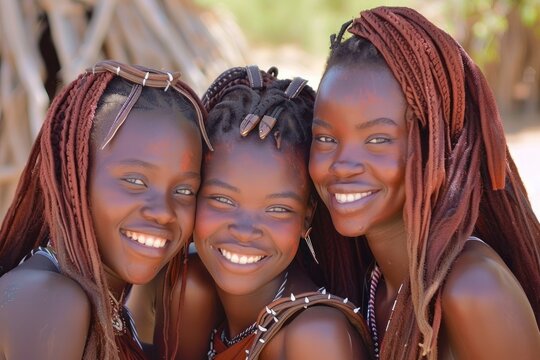 natural beautiful group of himba woman