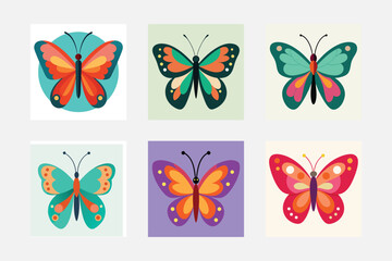 set of butterflies