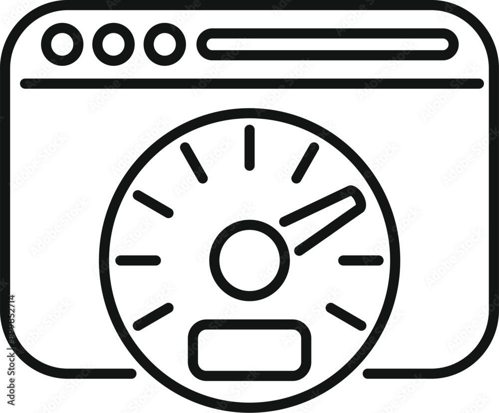Poster simple linear speedometer is measuring the speed of a website in a browser window