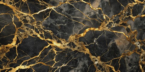 Black Marble with Golden Veins, Luxury, Texture, Background, Natural