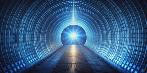 Blue Light Tunnel A Glowing Passageway into the Unknown, 3D Render, Abstract, Futuristic, Sci-Fi tunnel, futuristic, abstract