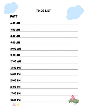Checklist To Do List For Kid and Time Table , Back to School, Parient Activity Kid, Daily routine