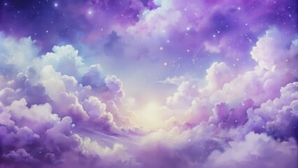 Dreamy Purple Sky with Starry Clouds, digital painting, purple, clouds, stars, sky, fantasy