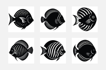 Fototapeta premium fish silhouette vector art white background icon