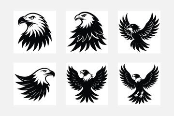 Eagle silhouette set. Eagle illustration