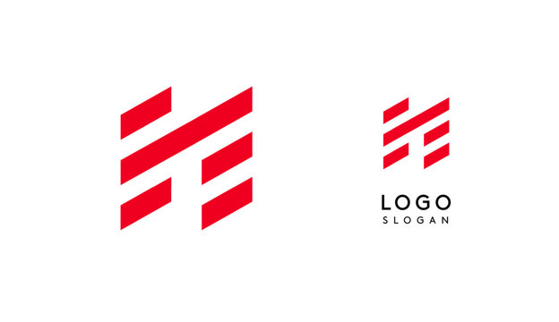 Abstract red geometric letter N with parallel lines. Stripes modern logotype concept, futuristic design for an innovative company, minimalist sporty and technological power style. Vector illustration