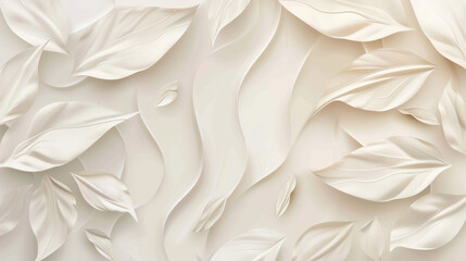 Abstract background with elegant white leaves and paper texture. Simple luxury design for wall, wallpaper or packaging surface