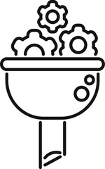 Line art style icon of a funnel converting ideas into money