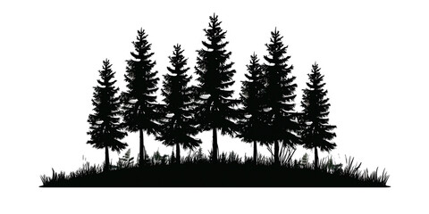 Fototapeta premium Set of silhouettes of trees on PNG cutout background