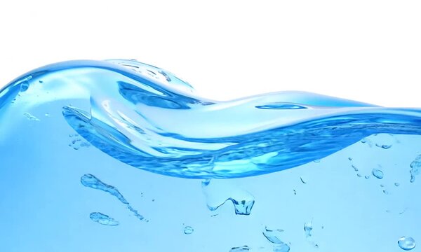 water splash in the water, animation of a blue water flow with white background