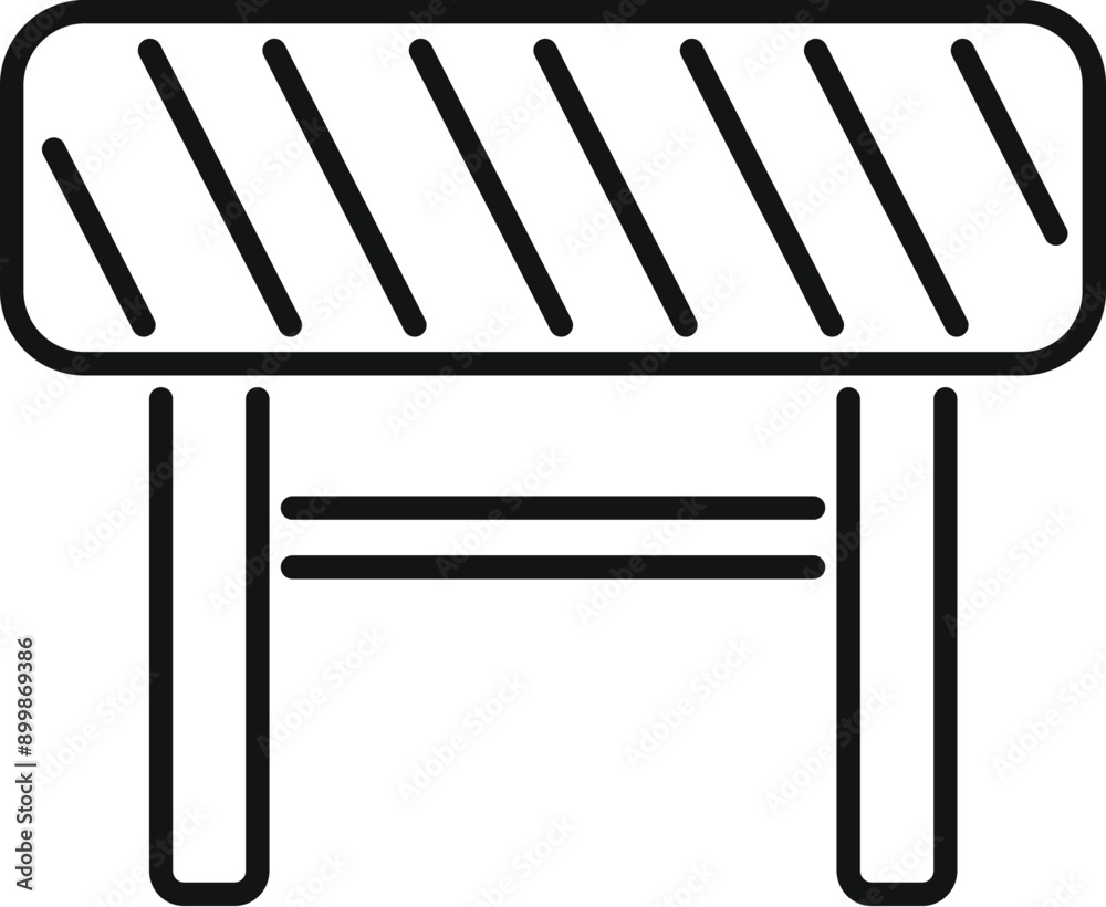 Canvas Prints Simple outline drawing of a wooden bench with a striped top, ideal for relaxing in a park or garden