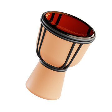 3D render of a traditional Indonesian gendang drum with frosted glass effect
