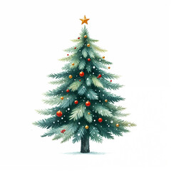 Fototapeta premium Cartoon tree with decor on white background. AI