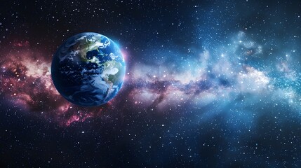 Obraz premium Earth centered in a vast, star-filled galaxy