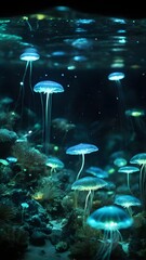 underwater world with bubbles