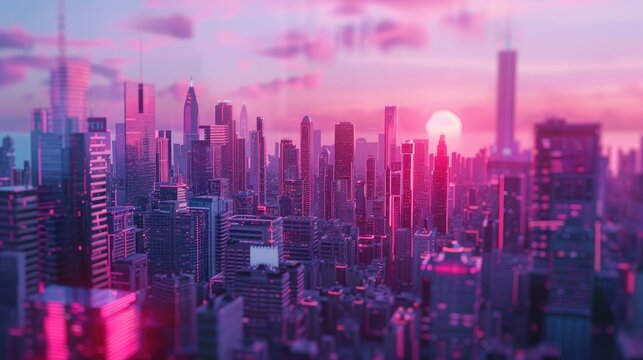 Cyberpunk photo of 3D bill bord in newyourk city area with future dusk color background AI generated