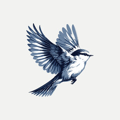 Hand-drawn bird silhouette vector illustration