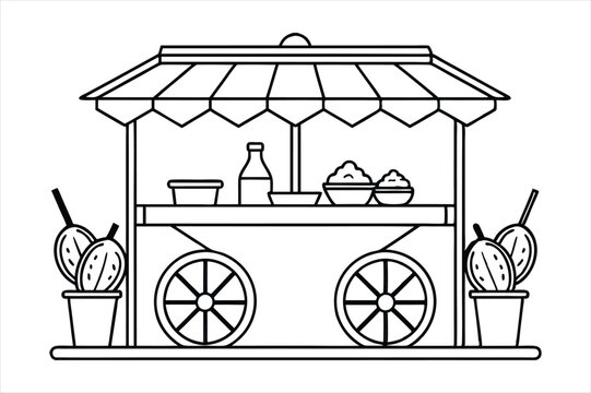 recommend clip art: Lemonade stand line art vector