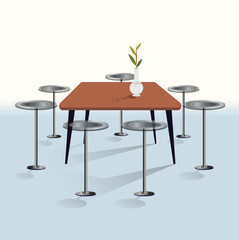 Wooden table Furniture vector Background.