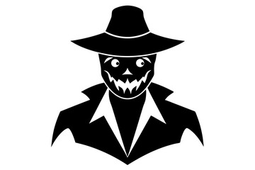 Halloween Black Creepy Icon with Hat - Vector Design on White Background