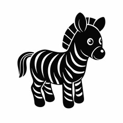 Cute zebra silhouette Vector with a white background