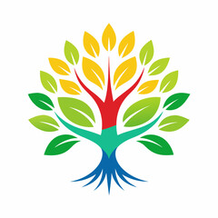 Abstract vibrant tree logo design, root vector - Tree of life logo design inspiration
