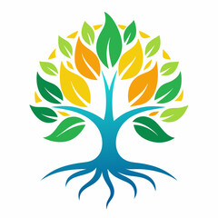 Abstract vibrant tree logo design, root vector - Tree of life logo design inspiration